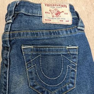 True Religion Becca Mid Rise Boot Cut Denim Jeans with Signature Stitching